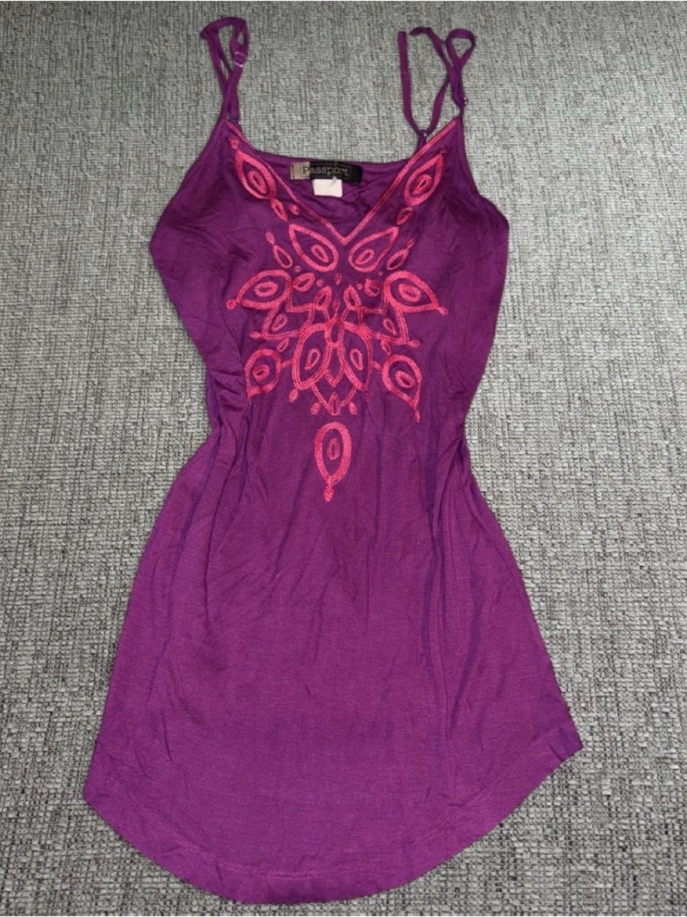 Passport Purple Camisole with Pink Embroidery